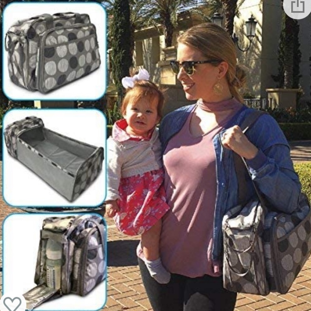 Bambino 3 in 1 travel diaper bag bassinet polkadot